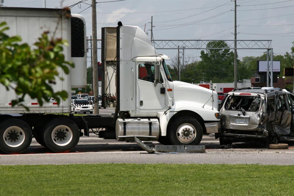 Closeup of Truck Accident and Person in Need of a Lawyer in Rochester MI